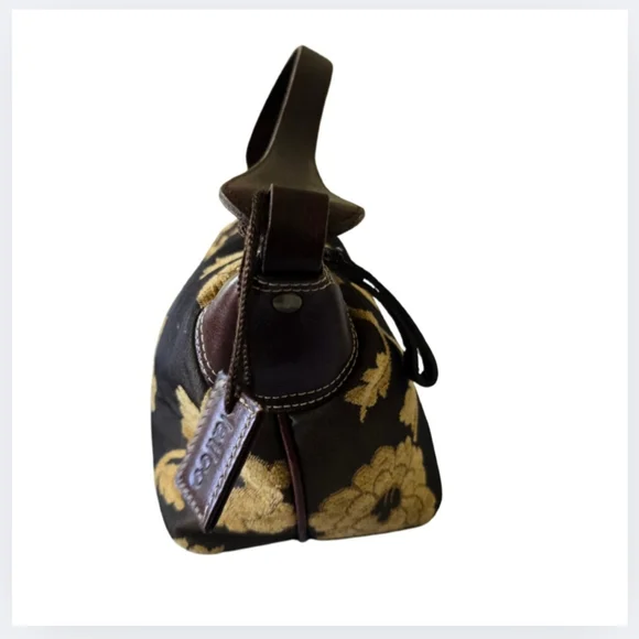 Latico Hobo Bag Embroidered Floral Brown Leather Trim Small Shoulder Purse - Picture 2 of 16